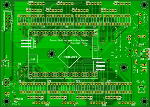 Leerplatine Testboard für Mini Controllerboard mit Atmel ATmega256